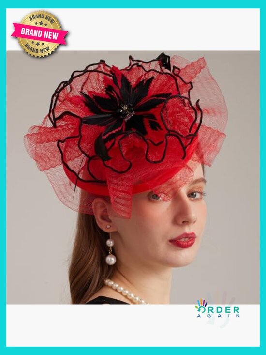 Organza Derby Fascinator Hat Sun Visor Wide Brim Fedora Adjustable Woman main image 5